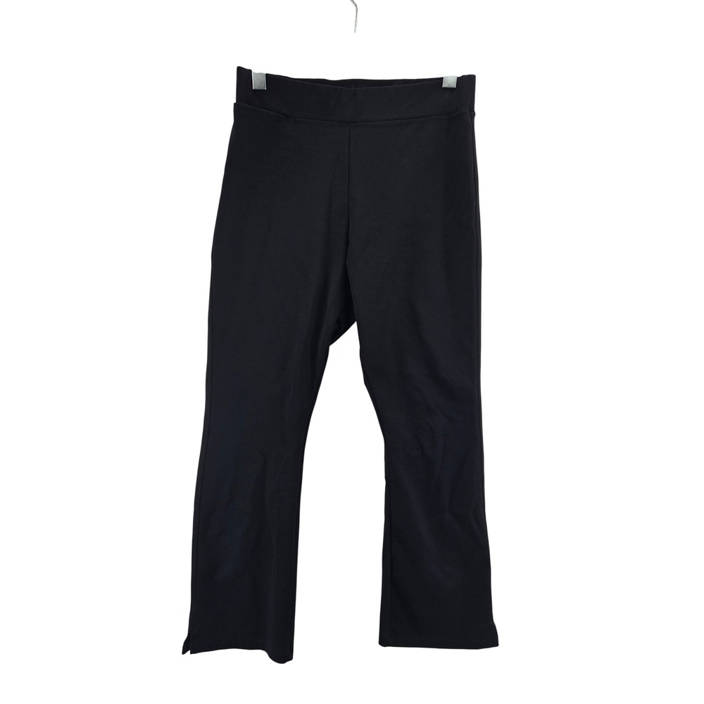 American Giant No-BS Kick Flare Pants Womens 12 Black High Rise Ponte Slit Hem